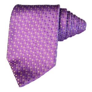 Paul Stuart Men's Silk Designer Luxury Necktie Purple With Yellow Squares Italy